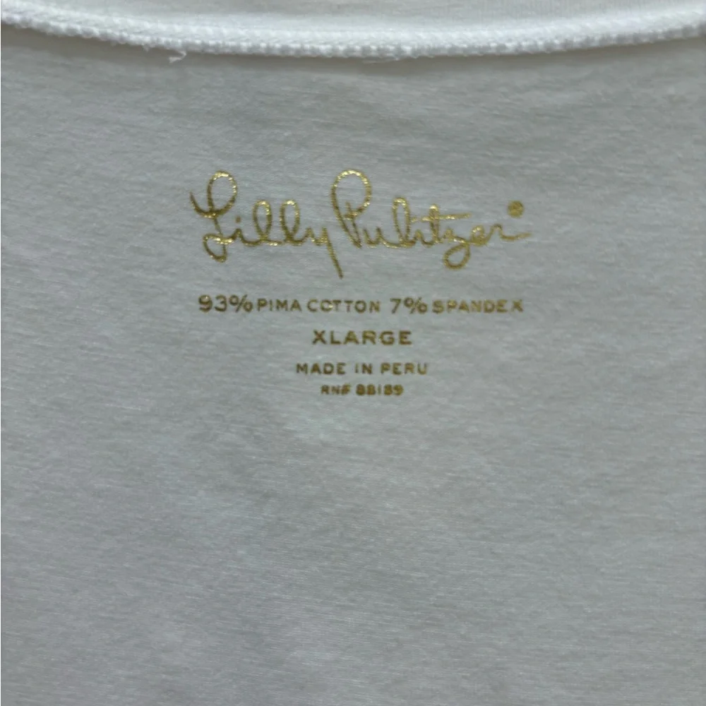 Lilly Pulitzer White V-Neck Short Sleeve Tee - Picture 2 of 2